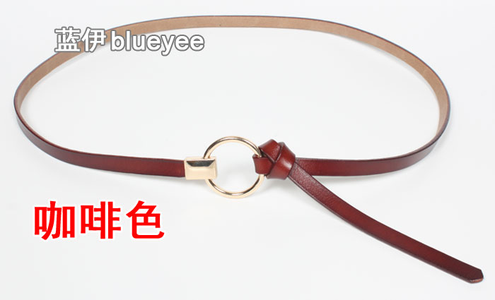 Fashion Thin Leather Black White Ring Belt Wholesale display picture 5