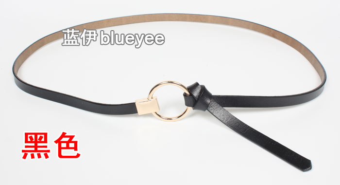 Fashion Thin Leather Black White Ring Belt Wholesale display picture 4