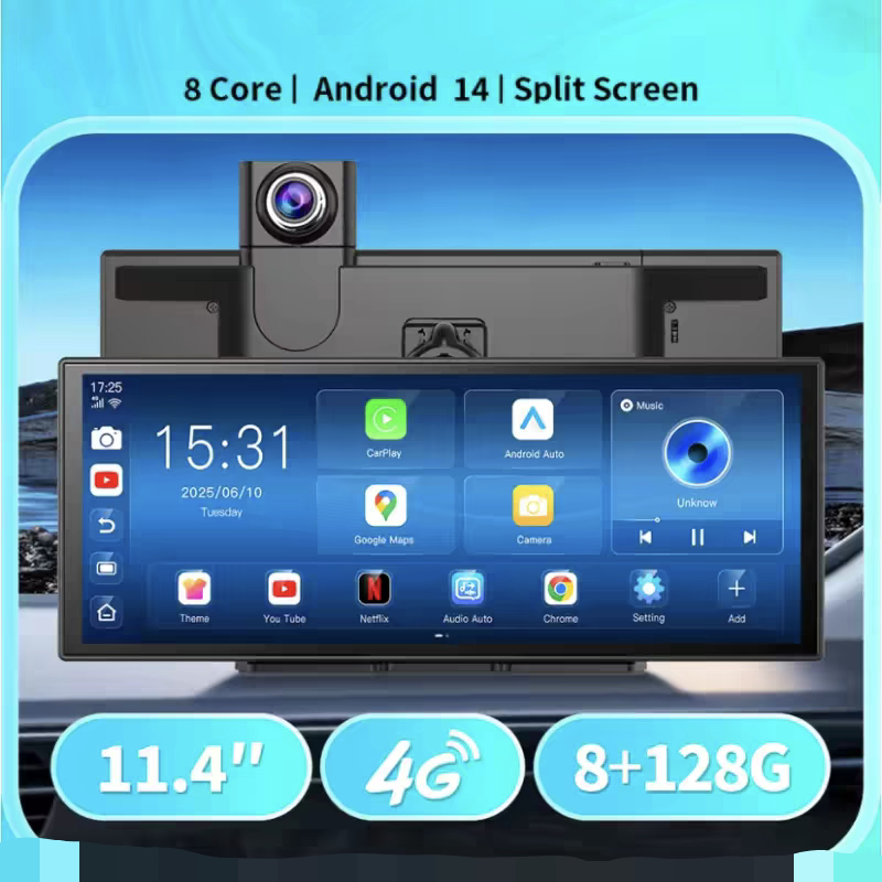 Overseas Version of the Dashboard Driving Recorder 4g Android 14 High-Definition Car Smart Screen Navigation Reversing Carplay