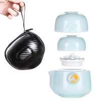 Jingdezhen celadon fast guest Cup One Pot Two Cups travel ceramic kung fu tea set simple portable storage teapot