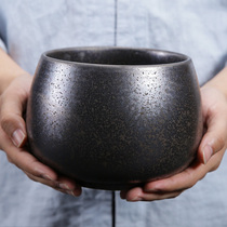 Black pottery tea wash large extra large Japanese Zen household goyao kiln washing tea cup tea Basin built water Tea
