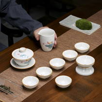 Jingdezhen hand-painted ceramic kung fu tea set Lotus whole set home Cup Cup office with gift box