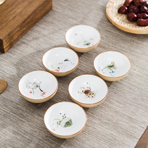 Jingdezhen hand-painted tea cup ceramic household kung fu tea cup cup tea single cup small tea bowl pottery mud Cup