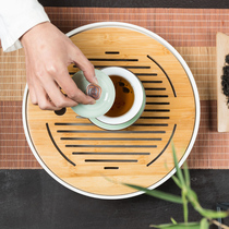 Household ceramic kung fu tea set tea tray set simple large water storage dry bubble small tea table Japanese bamboo tea tray