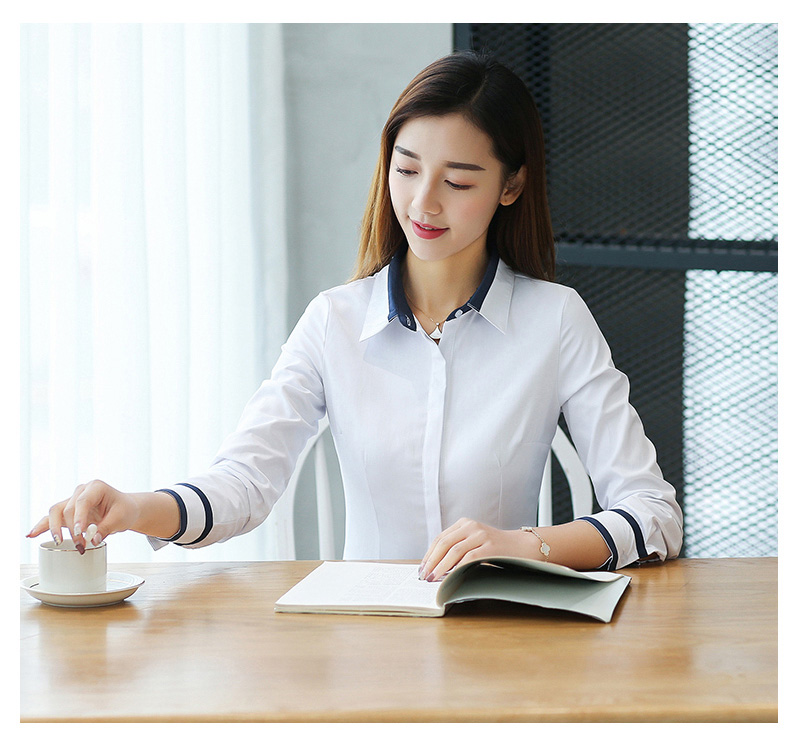 Áo sơ mi trắng nữ tay dài chuyên nghiệp màu hit 2018 xuân hè mới chạm đáy áo sơ mi trắng cổ yếm nữ Slim sơ mi cotton mẫu áo sơ mi nữ đẹp 2020
