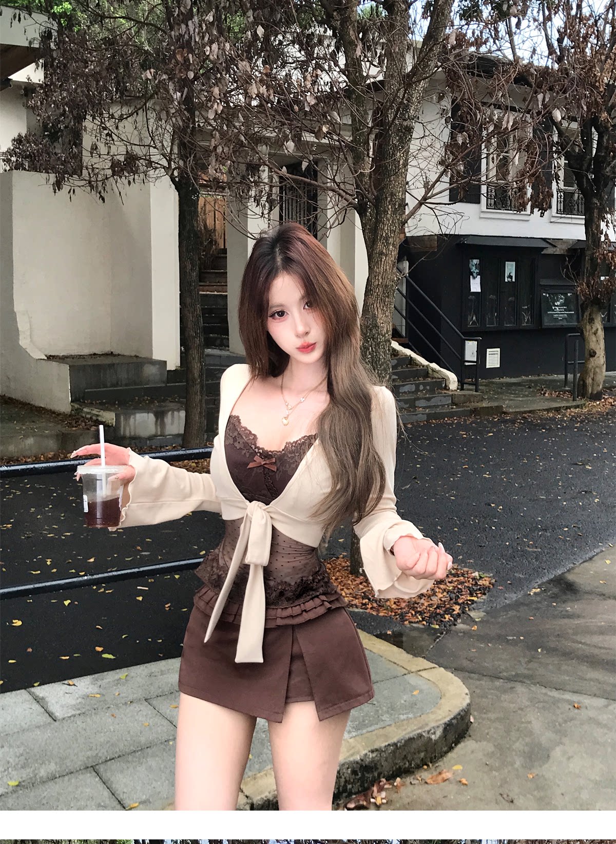 메이플 시럽 수 있습니다. 리 핫걸 디자인 센스 레이스 조끼 슬립 여성 가을 섹시함 순수한 욕망 맨위 상세 이미지 6