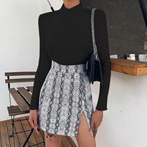 Lon-sleeved turtleneck solid color T-shirt bottomin shirt