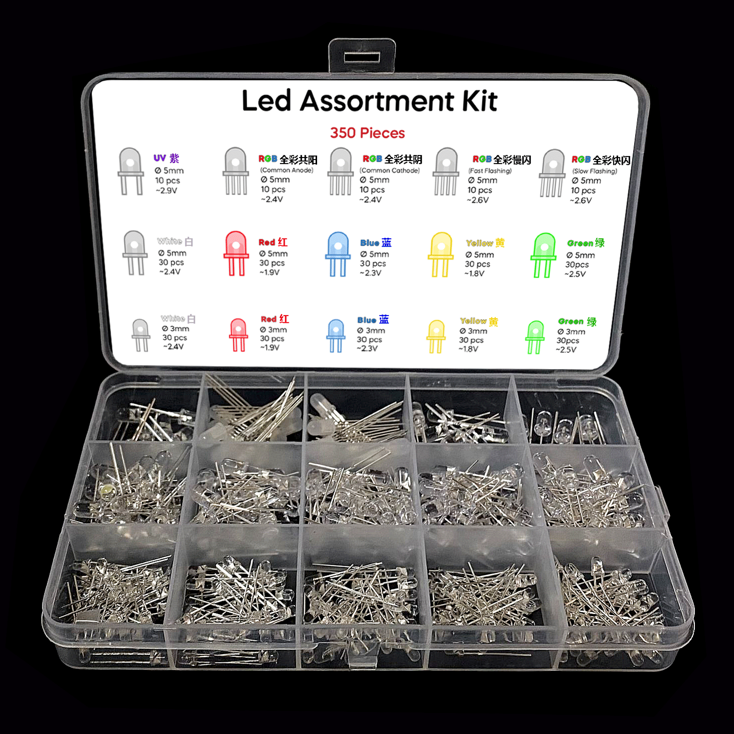 3 5mm transparent fog-like RGB seven-color full-of-the-common-shade common-yang quick and slow shimmering white red blue-yellow green LED light bead suit