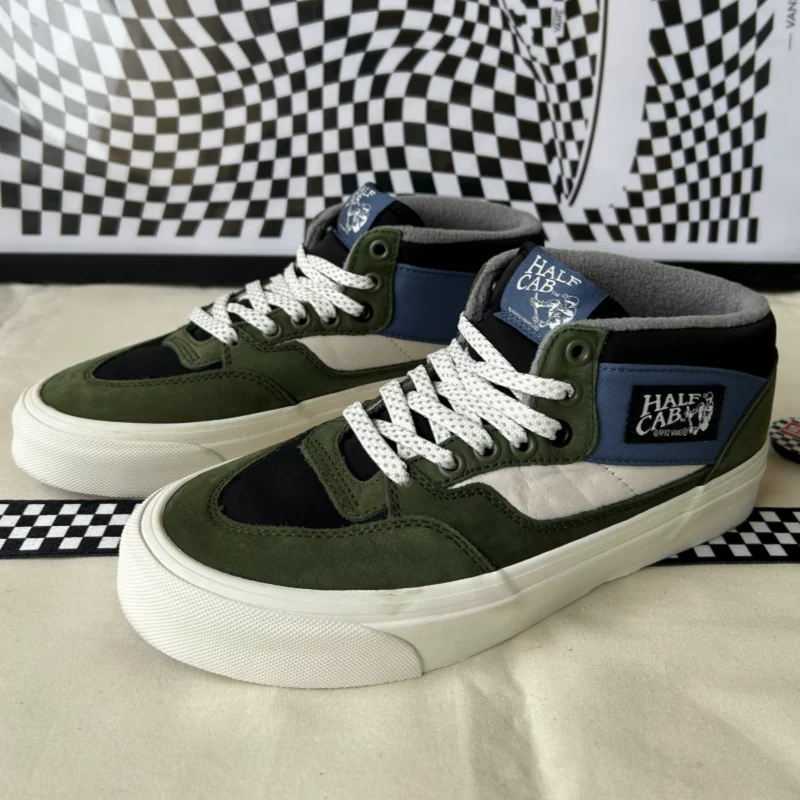 Кеды для скейтбординга VANS Vans Half Cab Anaheim военный зелёный без шнурков низкие профессиональные