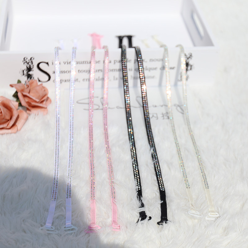 Summer color drill lingerie shoulder strap fine with beautiful shoulder beauty back adjustable hanging neck I shoulder non-slip exposed bra beauty belt-Taobao