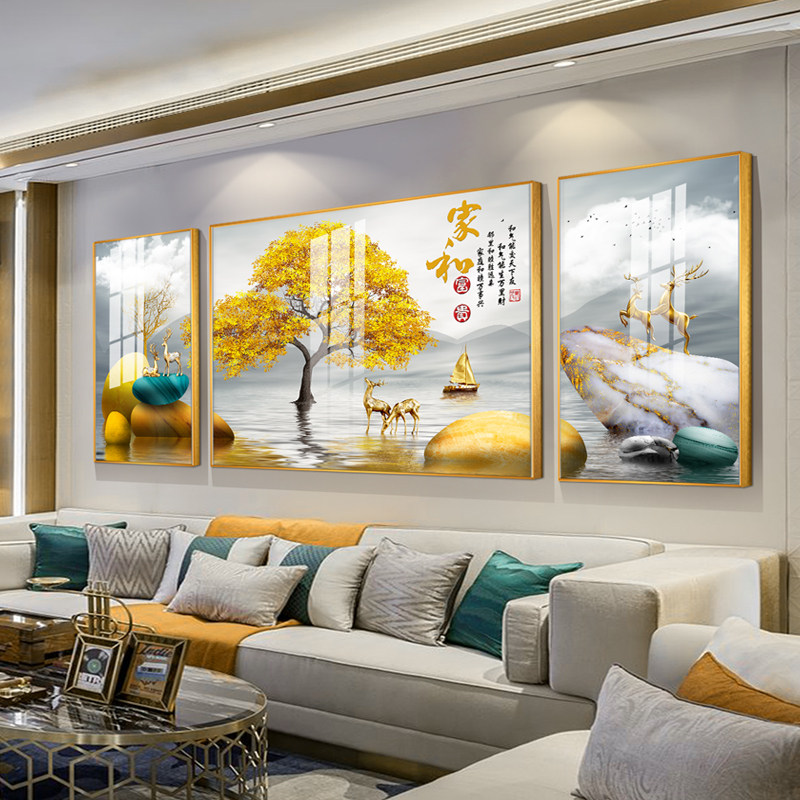 Living room decoration painting modern minimalist sofa Background wall hanging painting Luzo UNGA Size crystal porcelain home and rich fresco