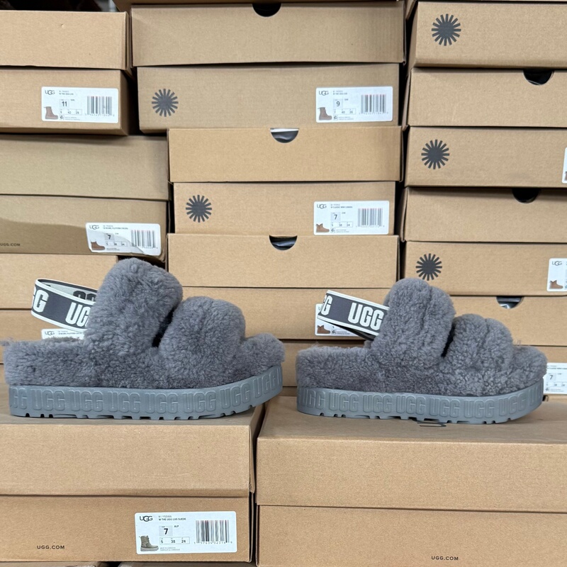 Ugg Women's Slippers, Genuine Product from the Store, Sheepskin Ovraffy Platform Casual Comfortable Thick-Soled Shoes 1120876