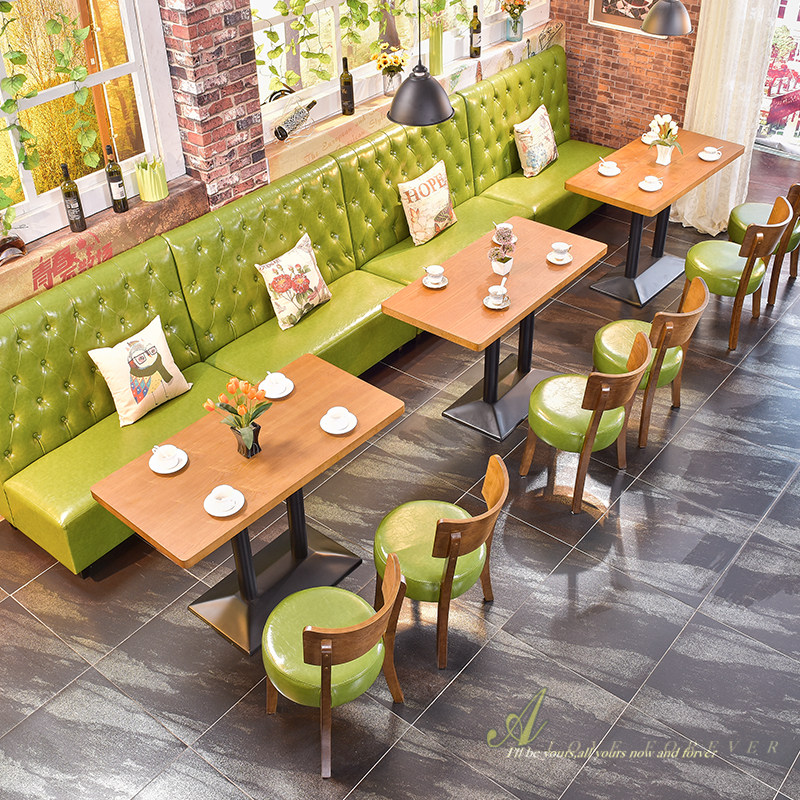 Milk tea shop table and chair combination sweet drink western food noodle shop cafe card seat sofa snack burger shop simple table and chair