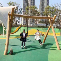 Kindergarten outdoor wooden parent-child swing combination park outdoor solid wood childrens double seesaw wooden internet celebrity