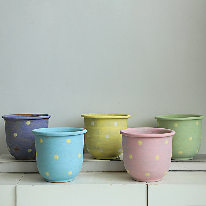 Dopamine Polka Dot Ceramic Flower Pot, Rustic Pottery Flower Vessel, Phalaenopsis Orchid Green Plant Pot, Ins Cream Style Succulent Green Plant Dopamine Polka Dot Ceramic Flower Pot, Rustic Pottery Flower Vessel, Phalaenopsis Orchid Green Plant Pot, Ins Cream Style Succulent Green Plant