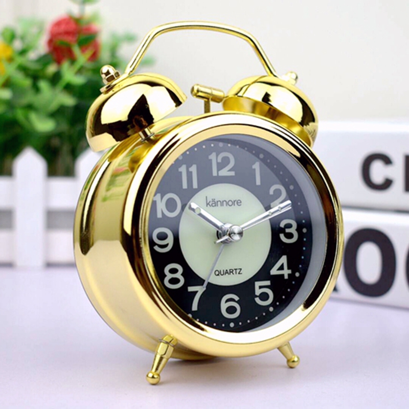 Small alarm clock creative metal beating student Children's bedroom headboard muted luminous night bells bell oversized sound sloth bell-Taobao