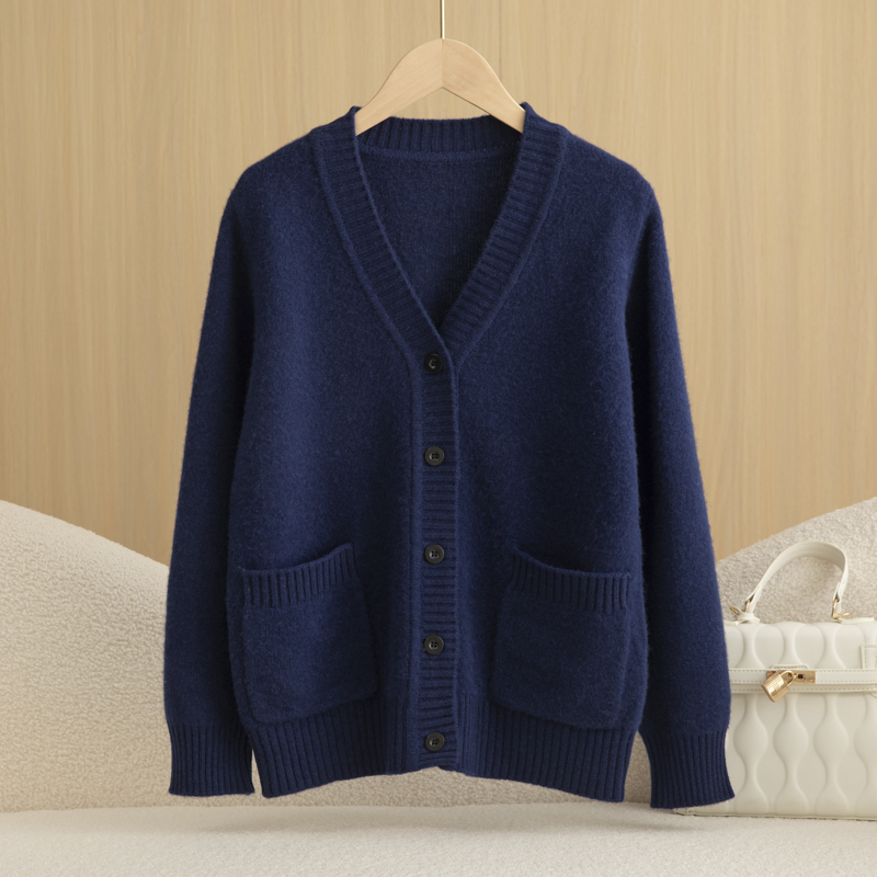 100% Australian Pure Wool Warm and Comfortable Nurse Sweater Jacket Autumn and Winter Classy Medical Large Size Knitted Cardigan for Women