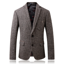 Mid-Autumn Festival fashion autumn and winter casual one-piece wool suit middle-aged jacket casual clothes large size jacket mens father suit
