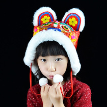 Folk Crafts Embroidery Pure Handmade Tiger Head Hat Folklore Wind Kid Adult Hat Baby Baby Full Moon Gift