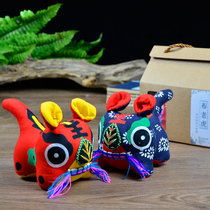 Pure Handmade Cloth Tiger Folk Handicrafts Little Tiger Paparazzi Puppet swing with baby full moon for a small gift