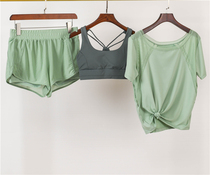 Flinging equipment Fresh and cool anti-light short-sleeved shorts exercise three-piece set running yoga fitness suit