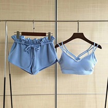Broken code clearance Fresh baby blue sports two-piece set small sexy yoga gym dress women summer new products