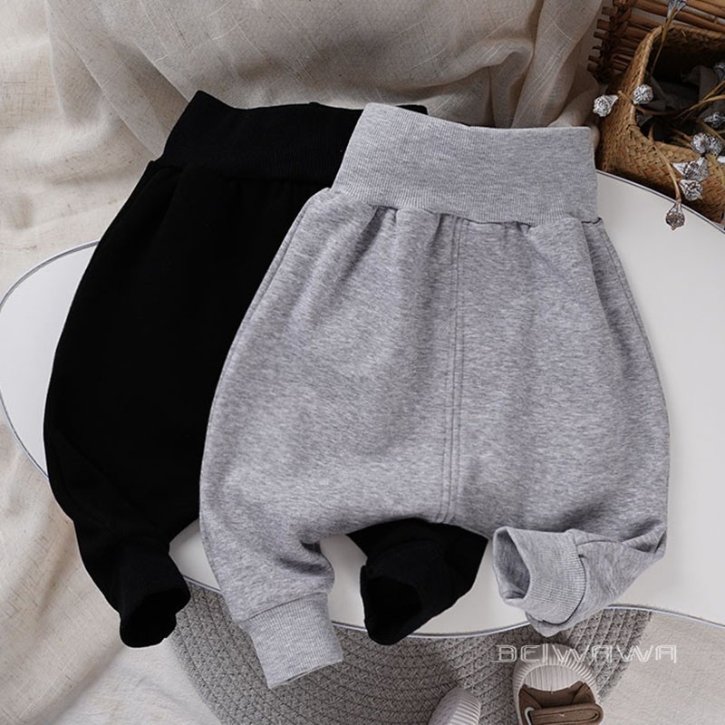 Good wearing integrated suede baby boy high waist and belly protection large pp pants winter children baby gush warm and big crotch ass fart pants-Taobao