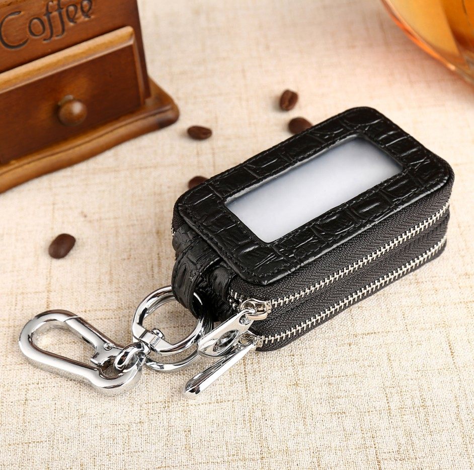 2020 new car crocodile textured key bag double pull chain large capacity genuine leather multifunction male and female headlayer cow leather