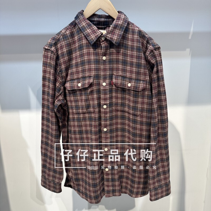 Authentic Levis 2026 Autumn Men's Casual Long-Sleeved Plaid Shirt 19573-0309