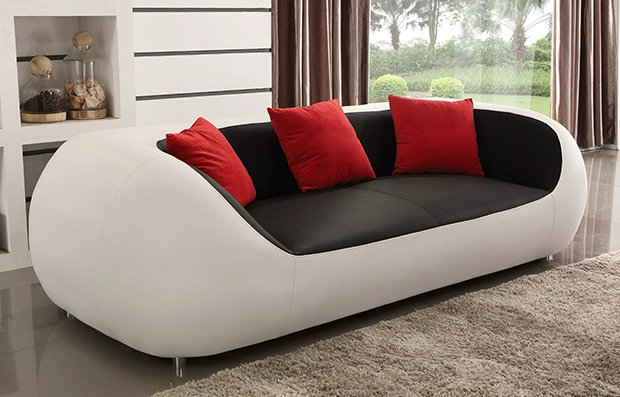 Đơn giản và hiện đại sofa da phòng khách kết hợp giữa giải trí thời trang cá tính sáng tạo nội thất văn phòng có hình vòng cung màu đen và trắng - Ghế sô pha bộ ghế sofa gỗ