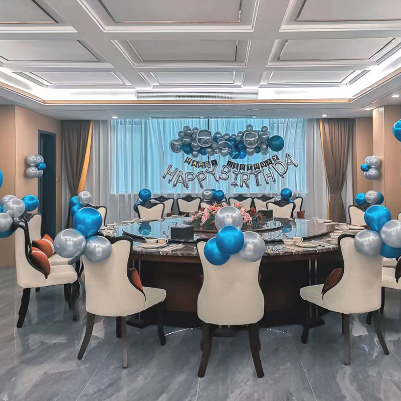 Baby's birthday balloon decorated 18-year-old adult female and male scene arranged background wall