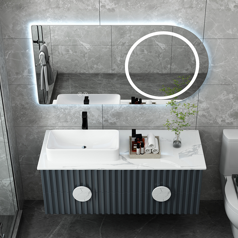 Rock Board Bath Cabinet Combination Nordic Modern Minimalist Washbasin Wash Terrace Light Lavish Solid Wood Small Household Type Washbasin Cabinet