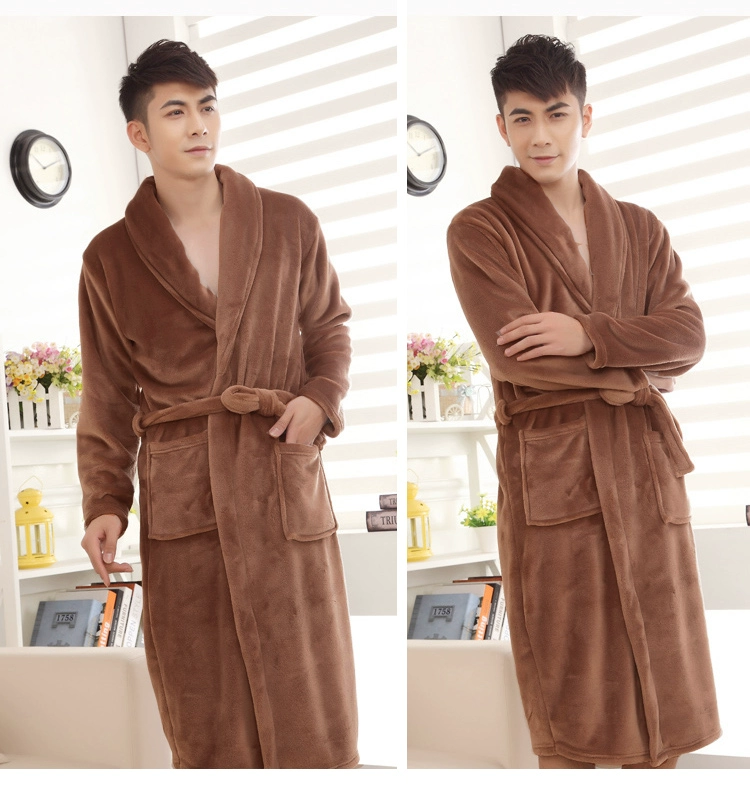 2018 mùa thu và mùa đông tòa in retro flannel nam áo ngủ áo tắm áo choàng tắm dày lên để tăng chất béo shop do ngu 