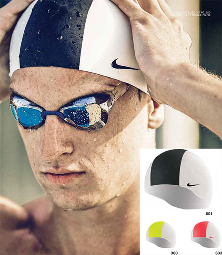 Nike 3D professional competition match silicone helmet waterproof swimming cap seamless stereo round men and women
