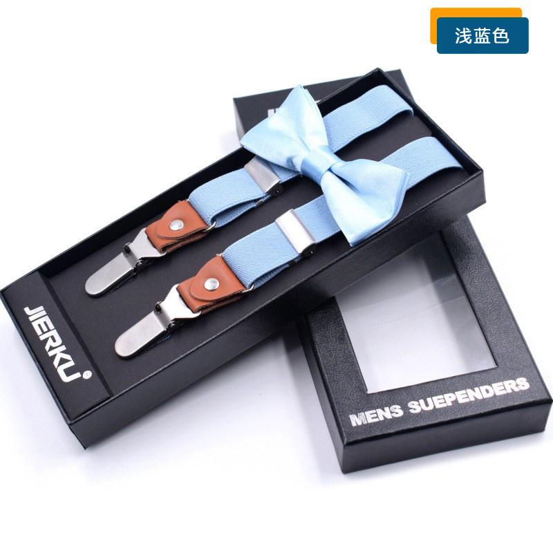 Boys' high-quality anti-hook loose tight tie tie gift box boys three clips children's suspenders dress suspenders support group purchase