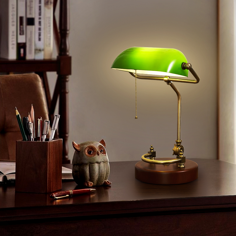 American-Style Retro Old Shanghai Bedroom Bedside Lamp Living Room Study Glass Reading Green Vintage Nostalgic Table Lamp American-Style Retro Old Shanghai Bedroom Bedside Lamp Living Room Study Glass Reading Green Vintage Nostalgic Table Lamp