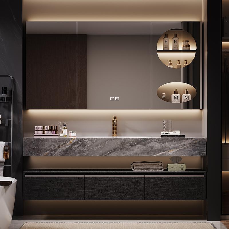 Hotel-Style Bathroom Cabinet Set with Marble Luxury Stone Seamless Ceramic Basin, Bathroom Sink, Hand-Washing Basin Cabinet Hotel-Style Bathroom Cabinet Set with Marble Luxury Stone Seamless Ceramic Basin, Bathroom Sink, Hand-Washing Basin Cabinet
