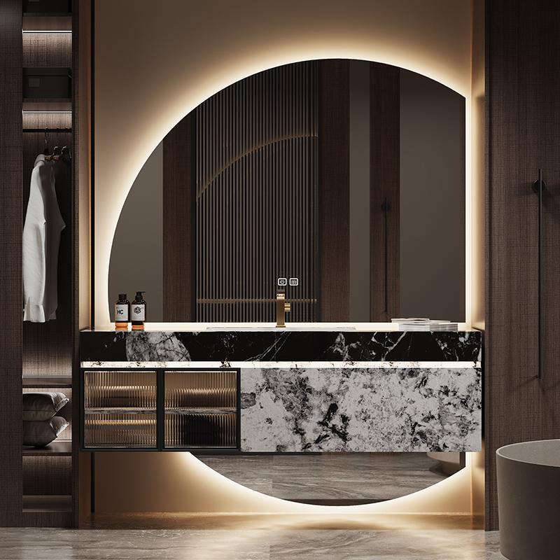 Hotel-Style Bathroom Cabinet Set with Marble Luxury Stone Seamless Ceramic Basin, Bathroom Sink, Hand-Washing Basin Cabinet Hotel-Style Bathroom Cabinet Set with Marble Luxury Stone Seamless Ceramic Basin, Bathroom Sink, Hand-Washing Basin Cabinet