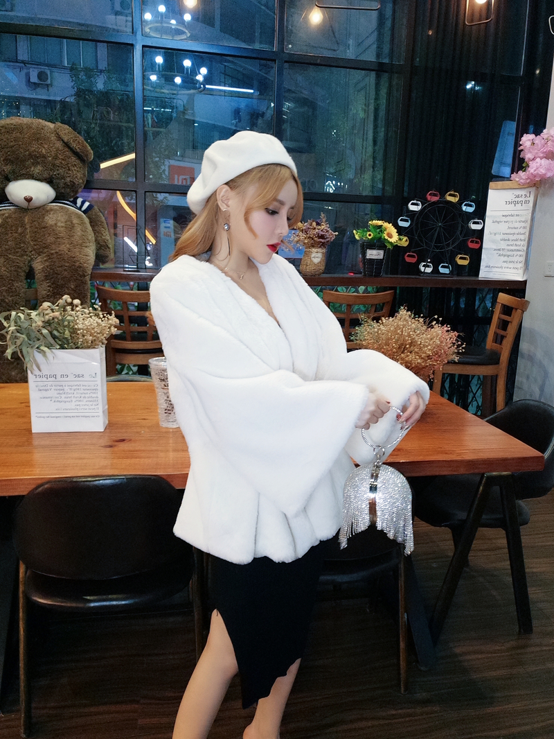 Gege nhà mùa thu và mùa đông thời trang mới ngọt ngào thương hiệu lớn đèn lồng với áo len lông cừu áo len áo choang dạ đẹp