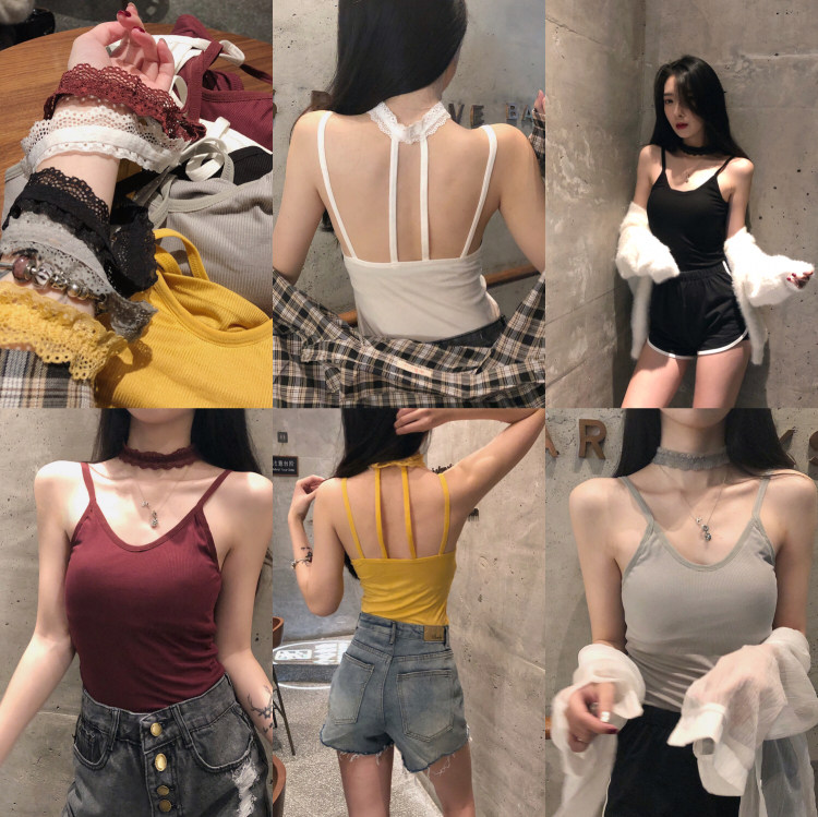 Gagga's new nemesis red anchor internal lap lace undershirt sexy beauty back harness hanging neck vest blouse