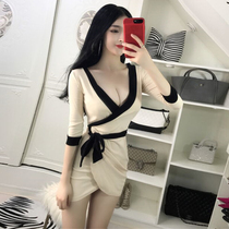 Geggejia Net Red Anchor clothes photogenic sexy V-collar low-cut temptation night womens skirt nightclub dress