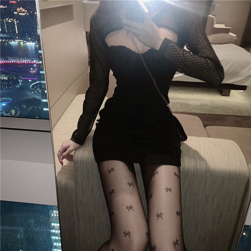 колготки / чулки дна 格格家 2026春性感少女罗莉塔丝袜薄款修身蝴蝶结连身内搭裤袜裤子 No brand