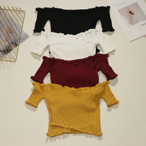 Geggejia Net Red live broadcast anchor costume photogenic sexy one-shoulder chest coat short navel T-shirt E123