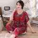 Mùa hè trung niên áo len cotton ngắn tay đồ ngủ XL mẹ đầm nữ cotton lụa phù hợp với phần mỏng dịch vụ nhà - Cha mẹ và con