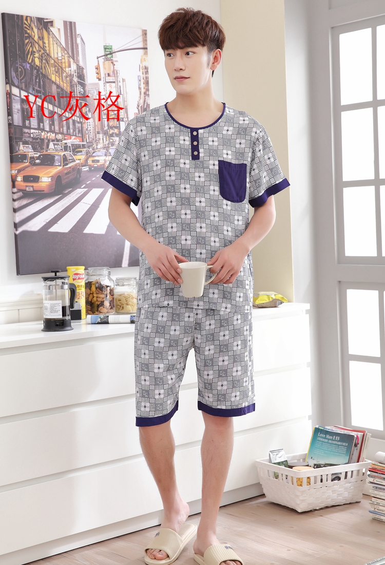 Mùa hè trung niên cotton lụa ngắn tay đồ ngủ quần nam XL phù hợp với bông phần mỏng cotton nhân tạo dịch vụ nhà