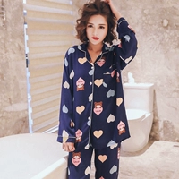Đồ ngủ nữ cotton lụa mùa xuân và mùa hè dài tay kích thước lớn áo len cotton lụa phần mỏng đặt bông nhân tạo tháng dịch vụ pyjama thu đông