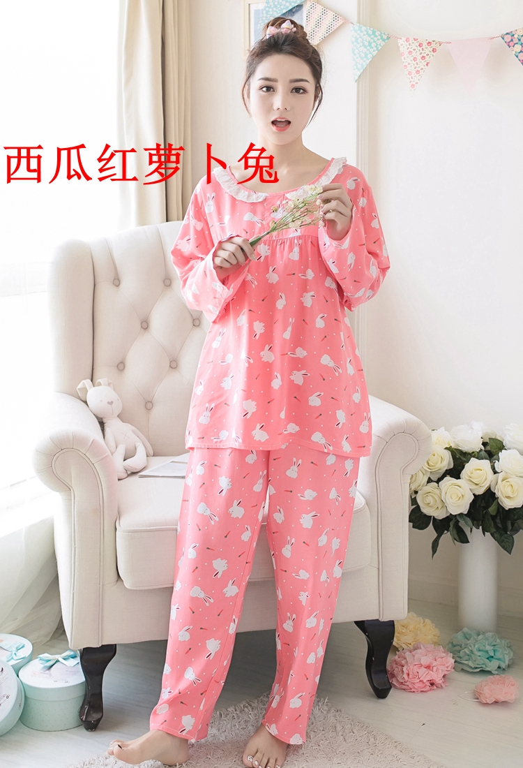 Mùa xuân và mùa hè của phụ nữ dài tay cotton lụa đồ ngủ dễ thương bông lụa phù hợp với nhân tạo cotton phần mỏng XL điều hòa không khí dịch vụ nhà