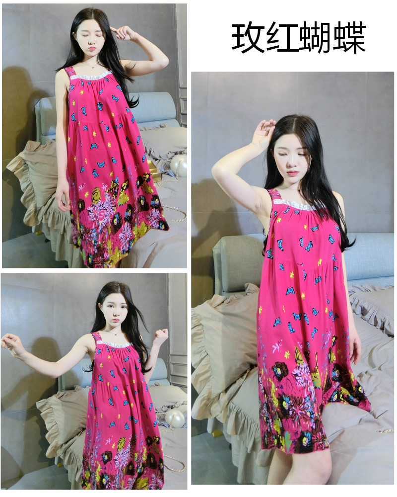 Cotton lụa lỏng sling nightdress ladies mùa hè cotton dài váy cộng với kích thước cộng với chất béo cotton silk đồ ngủ phần mỏng dịch vụ nhà