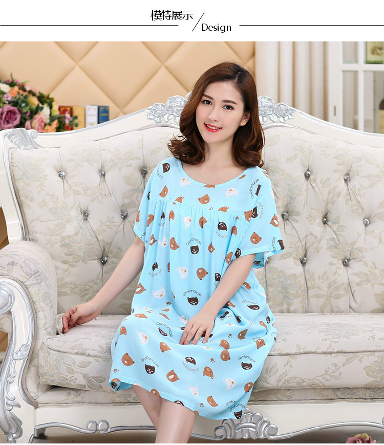 Mùa hè cộng với phân bón nhân tạo bông nightdress phụ nữ kích thước lớn bông lụa đồ ngủ bông váy nightdress thai sản váy váy