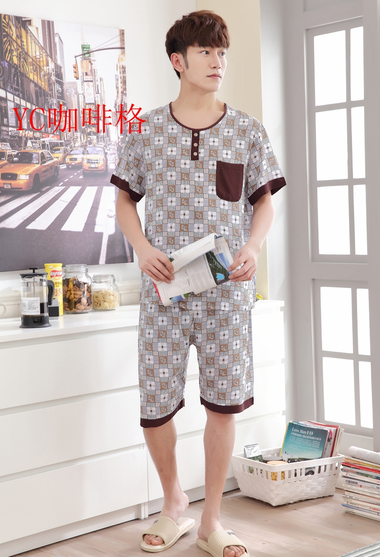 Mùa hè trung niên cotton lụa ngắn tay đồ ngủ quần nam XL phù hợp với bông phần mỏng cotton nhân tạo dịch vụ nhà